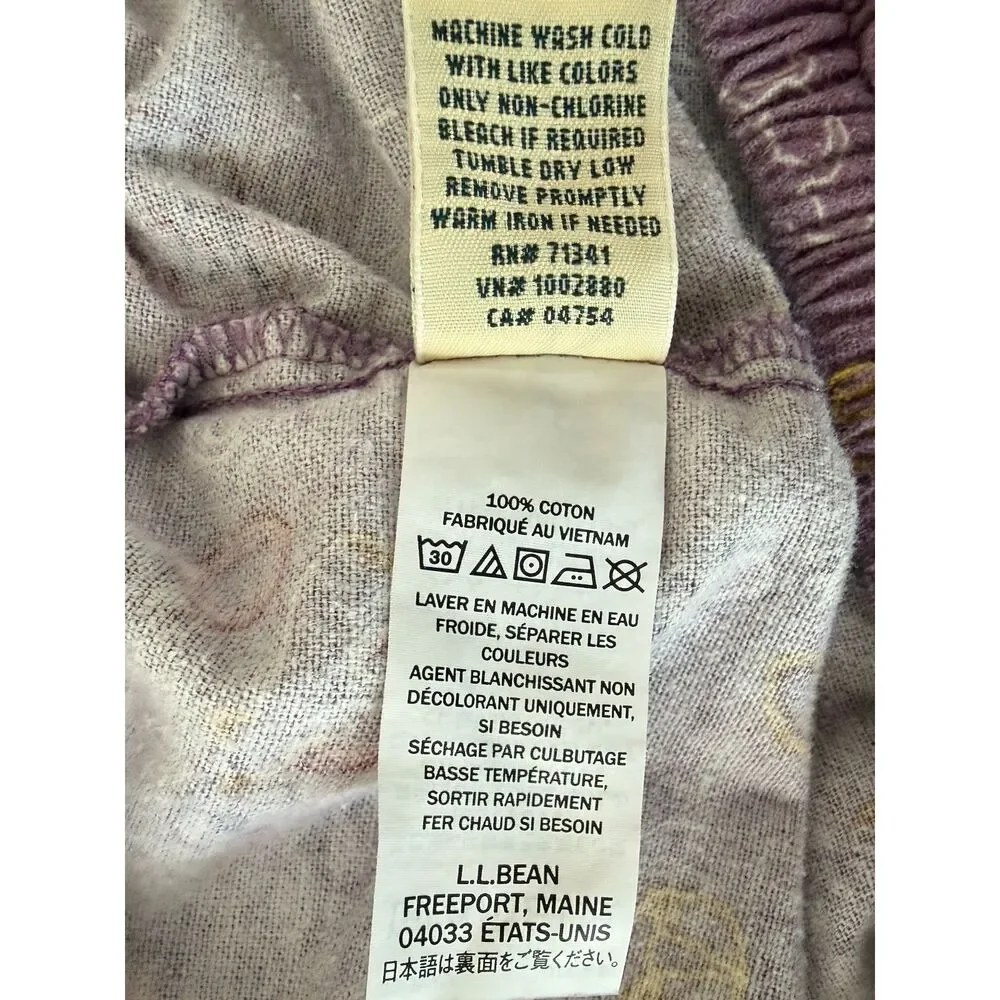 L.L.Bean Women’s Purple Lounge Pajama Pants Medium Petite Cat Slipper Print